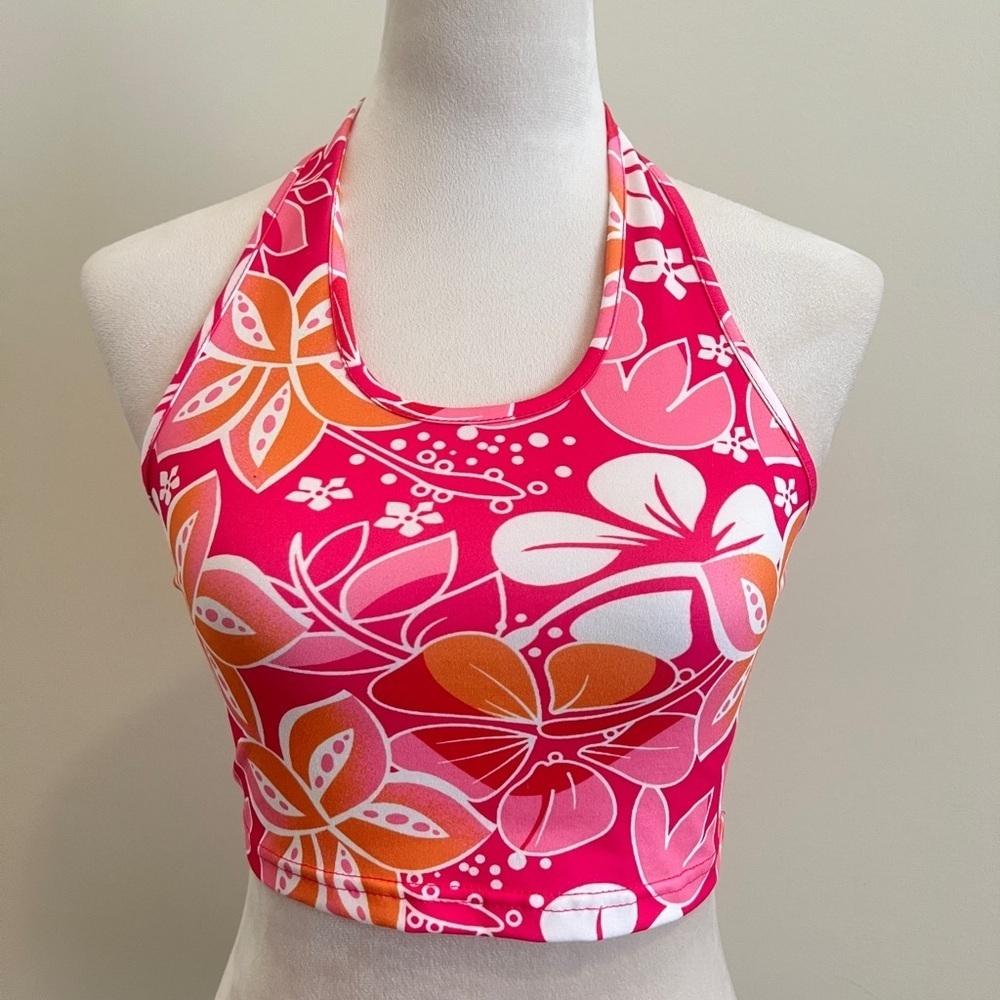 SHEIN NWOT Pink and Orange Crop Top Vibrant Floral Design